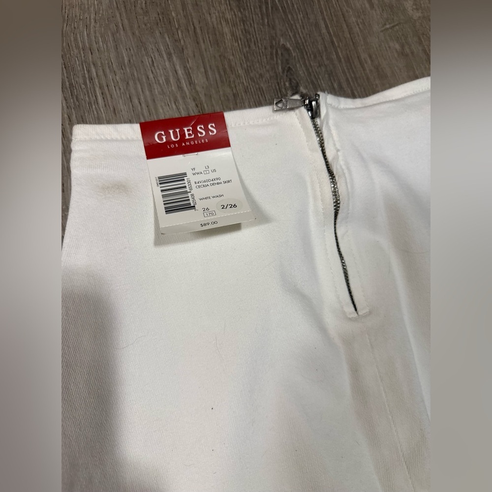GUESS Cecilia White Lace-Up Denim Pencil Skirt | NWT | XS 2 - Picture 6 of 6